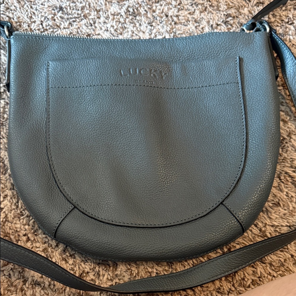 Lucky Brand Black Pebbled Saddle Crossbody Bag